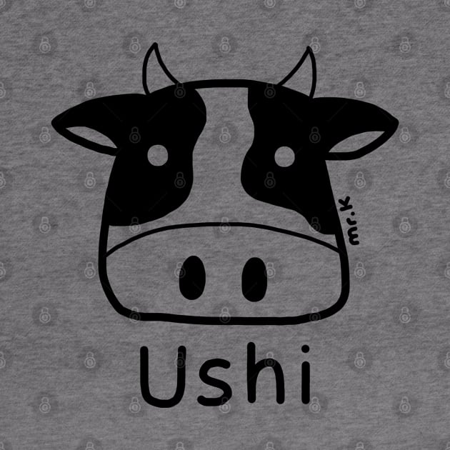 Ushi (Cow) Japanese design in black by MrK Shirts